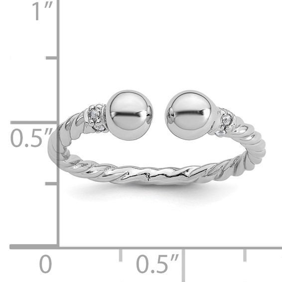 Sterling Silver Twisted CZ Ring
