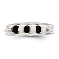 Sterling Silver Black & White Beaded Toe Ring view 4