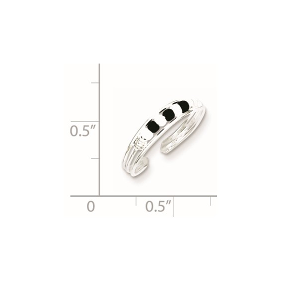 Sterling Silver Black & White Beaded Toe Ring