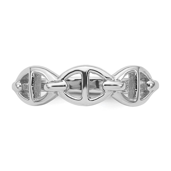 Sterling Silver Rhodium-plated Polished Mariner Link Size 8 Ring
