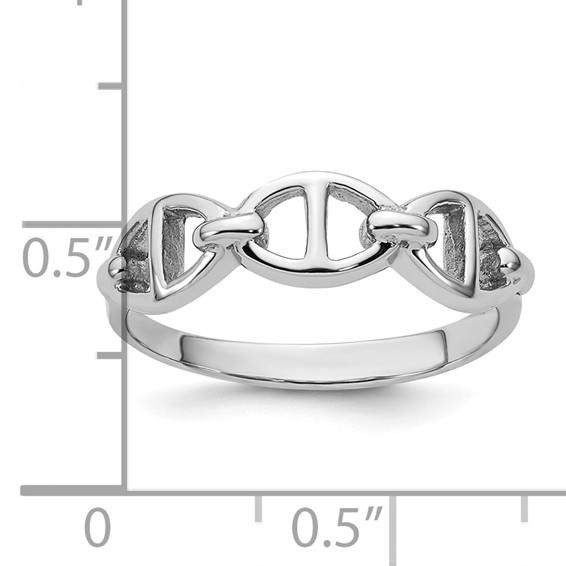 Sterling Silver Rhodium-plated Polished Mariner Link Size 8 Ring