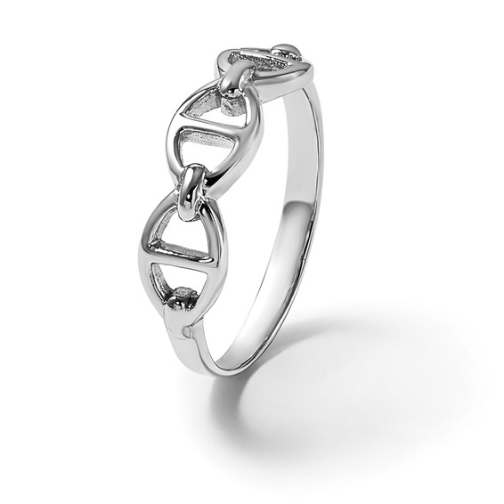 Sterling Silver Rhodium-plated Polished Mariner Link Size 8 Ring