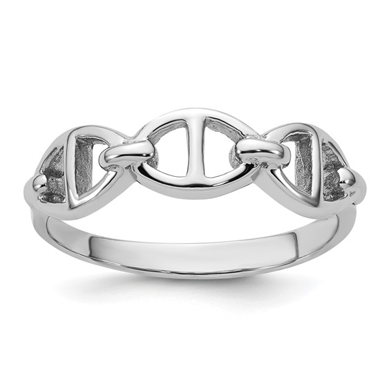 Sterling Silver Rhodium-plated Polished Mariner Link Size 8 Ring