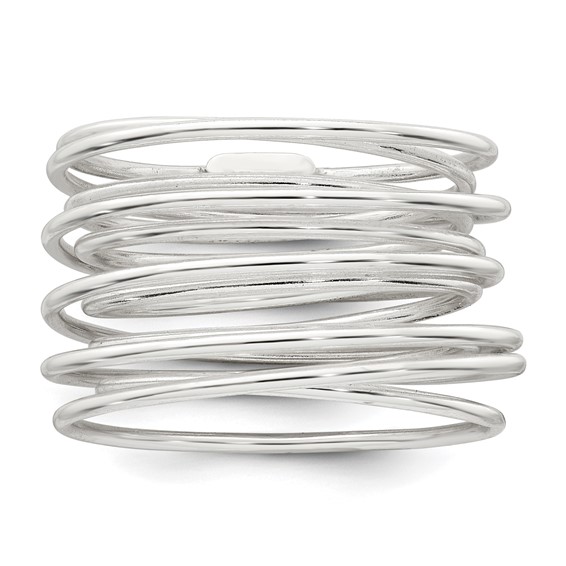 Sterling Silver Polished and Wrapped Spring Size 8 Flexible Ring