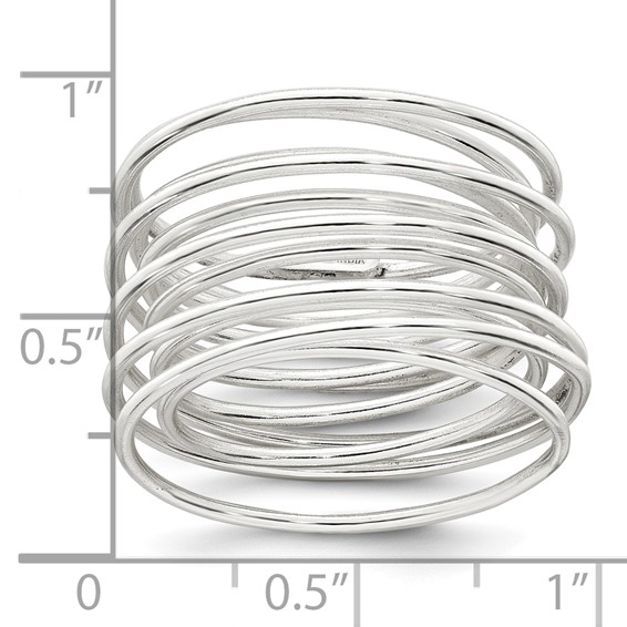 Sterling Silver Polished and Wrapped Spring Size 8 Flexible Ring