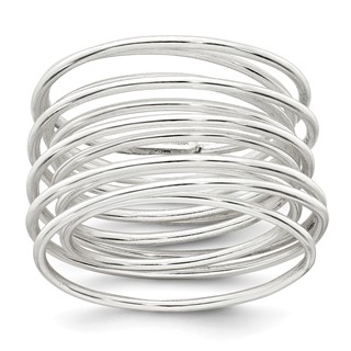 Sterling Silver Polished and Wrapped Spring Size 8 Flexible Ring