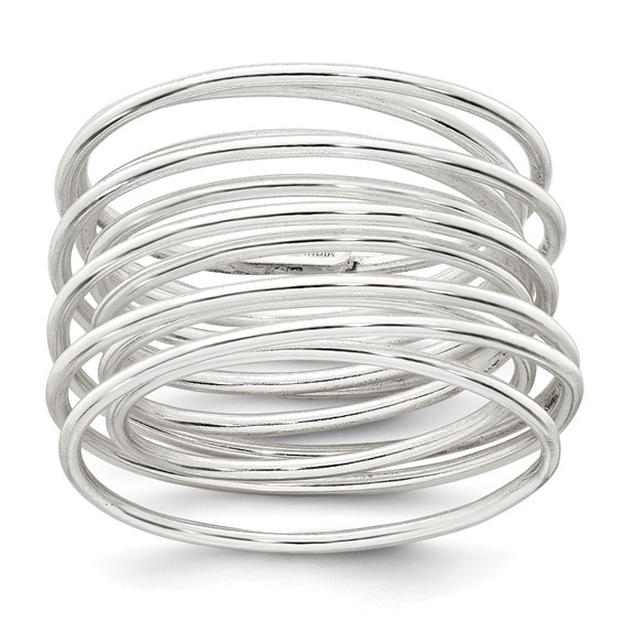 Sterling Silver Polished and Wrapped Spring Size 8 Flexible Ring