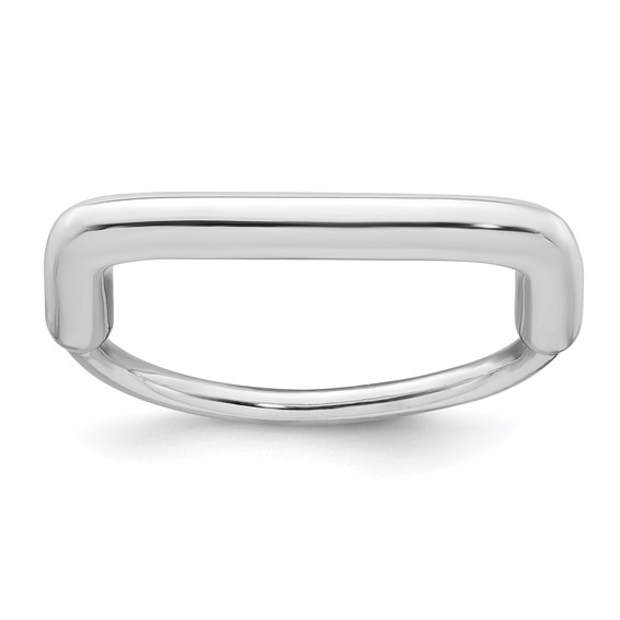 Sterling Silver Rhodium-plated Polished and Pave CZ Square Size 7 Two Ring Set