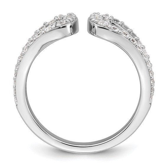 Sterling Silver Rhodium-plated Polished CZ Open Top Size 7 Ring