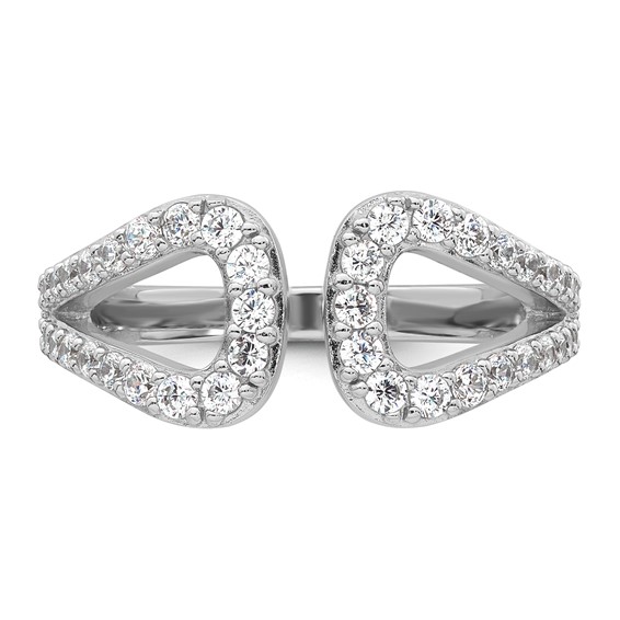 Sterling Silver Rhodium-plated Polished CZ Open Top Size 7 Ring