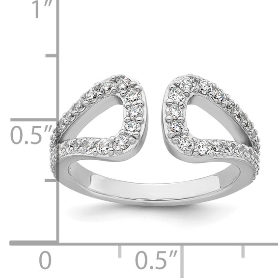 Sterling Silver Rhodium-plated Polished CZ Open Top Size 7 Ring