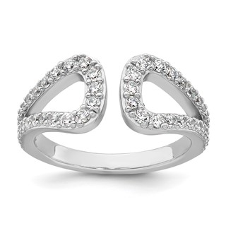 Sterling Silver Rhodium-plated Polished CZ Open Top Size 7 Ring