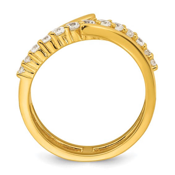 Sterling Silver Gold-tone Polished Fancy CZ Size 7 Bypass Ring