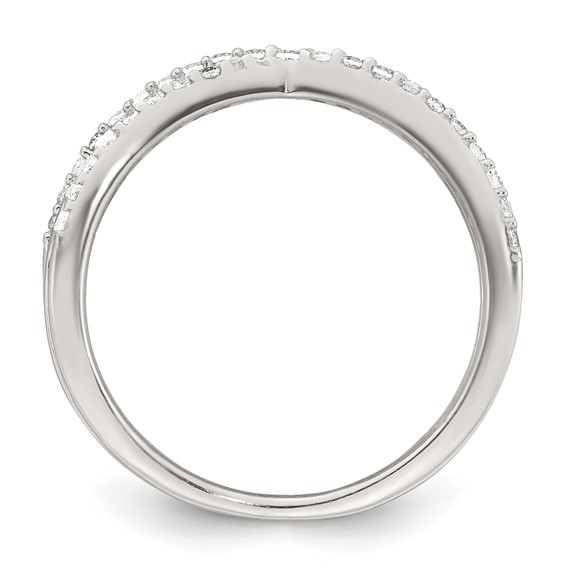 Sterling Silver Polished White CZ Fancy Crossed Size 7 Ring