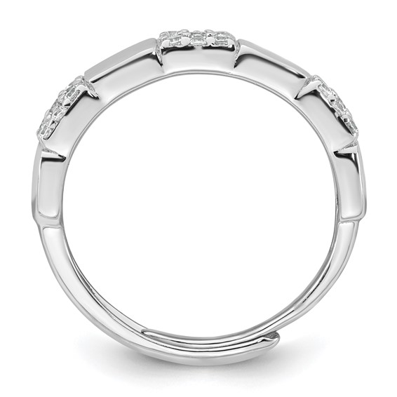 Sterling Silver Pave CZ Square Ring