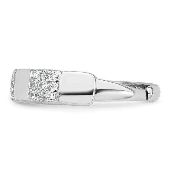 Sterling Silver Pave CZ Square Ring