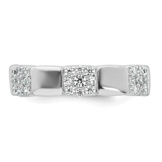Sterling Silver Pave CZ Square Ring