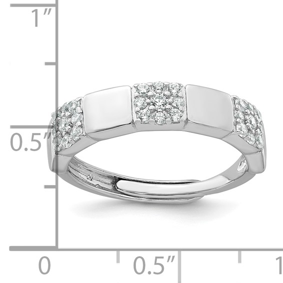 Sterling Silver Pave CZ Square Ring