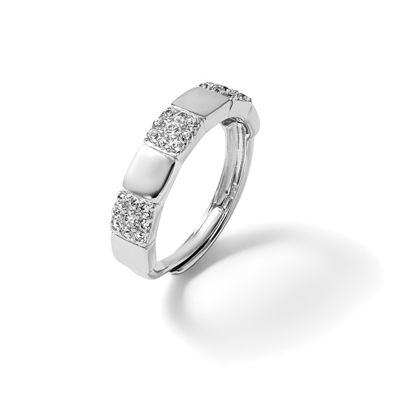 Sterling Silver Pave CZ Square Ring
