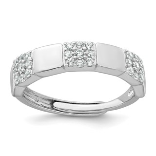Sterling Silver Pave CZ Square Ring