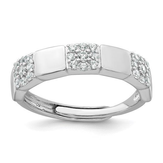 Sterling Silver Pave CZ Square Ring