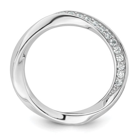 Sterling Silver Rhodium-plated Polished and Twisted CZ 3.1mm Band Size 6 Ring