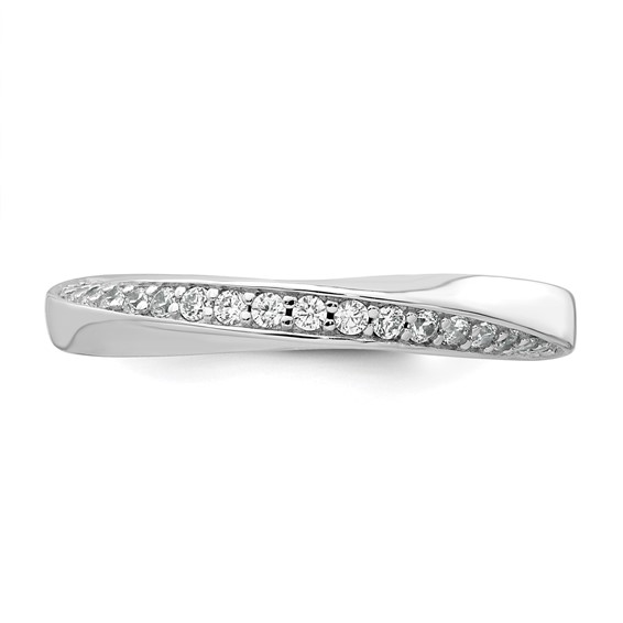 Sterling Silver Rhodium-plated Polished and Twisted CZ 3.1mm Band Size 6 Ring