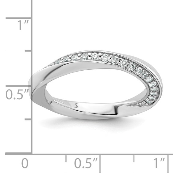 Sterling Silver Rhodium-plated Polished and Twisted CZ 3.1mm Band Size 6 Ring