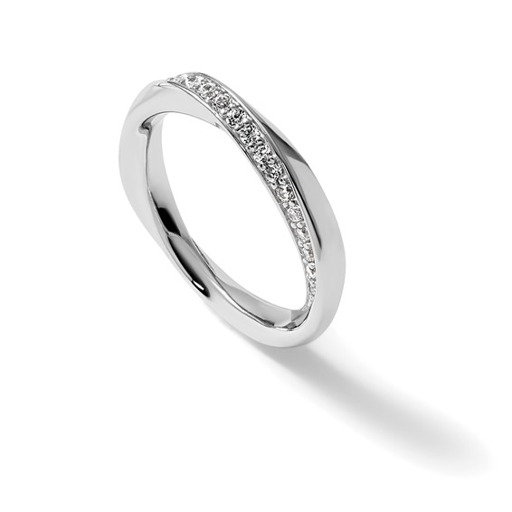 Sterling Silver Rhodium-plated Polished and Twisted CZ 3.1mm Band Size 6 Ring