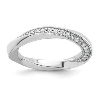 Sterling Silver Rhodium-plated Polished and Twisted CZ 3.1mm Band Size 6 Ring