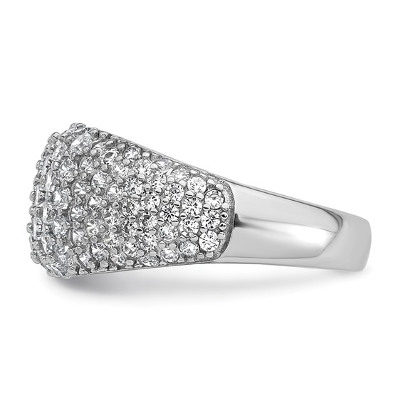 Sterling Silver Rhodium-plated Polished Tapered Pave CZ Size 7 Ring