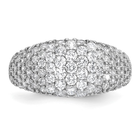 Sterling Silver Rhodium-plated Polished Tapered Pave CZ Size 7 Ring