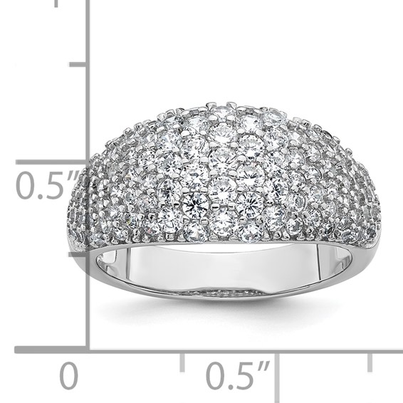 Sterling Silver Rhodium-plated Polished Tapered Pave CZ Size 7 Ring