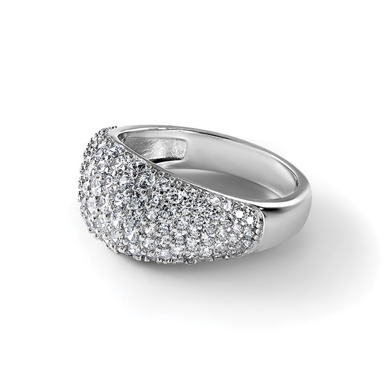 Sterling Silver Rhodium-plated Polished Tapered Pave CZ Size 7 Ring