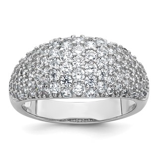 Sterling Silver Rhodium-plated Polished Tapered Pave CZ Size 7 Ring