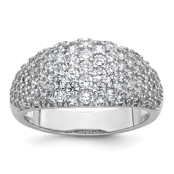 Sterling Silver Rhodium-plated Polished Tapered Pave CZ Size 7 Ring