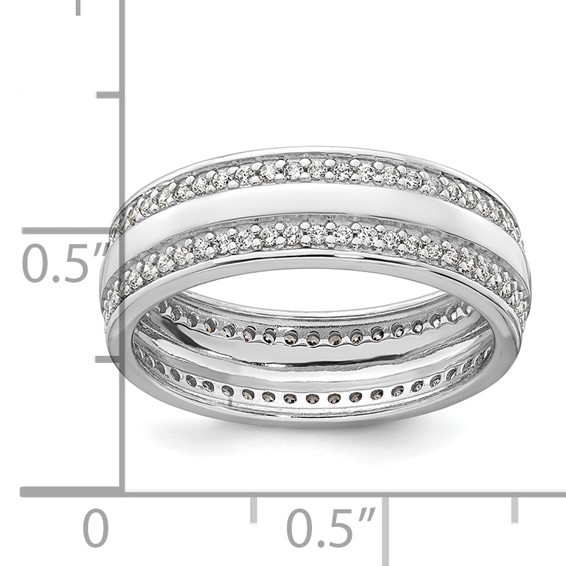Sterling Silver Rhodium-plated Polished 6.5mm CZ Band Size 7 Ring
