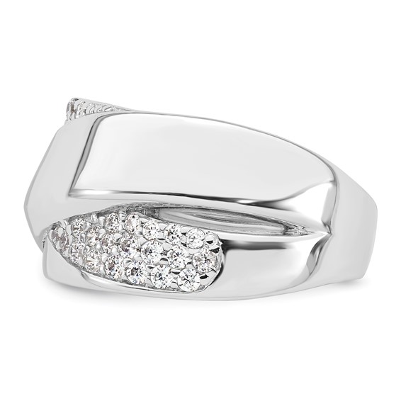 Sterling Silver Rhodium-plated Polished Fancy CZ Size 6 Ring