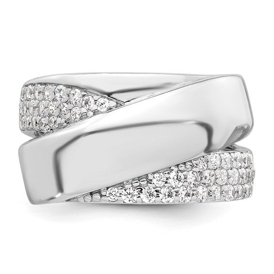 Sterling Silver Rhodium-plated Polished Fancy CZ Size 6 Ring