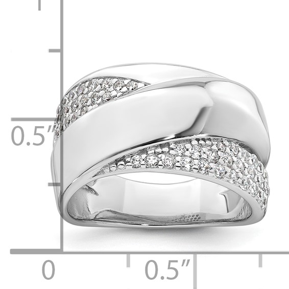 Sterling Silver Rhodium-plated Polished Fancy CZ Size 6 Ring
