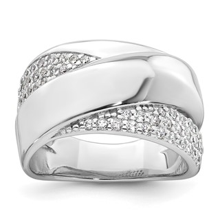 Sterling Silver Rhodium-plated Polished Fancy CZ Size 6 Ring
