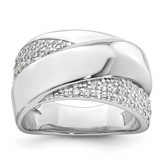 Sterling Silver Rhodium-plated Polished Fancy CZ Size 6 Ring
