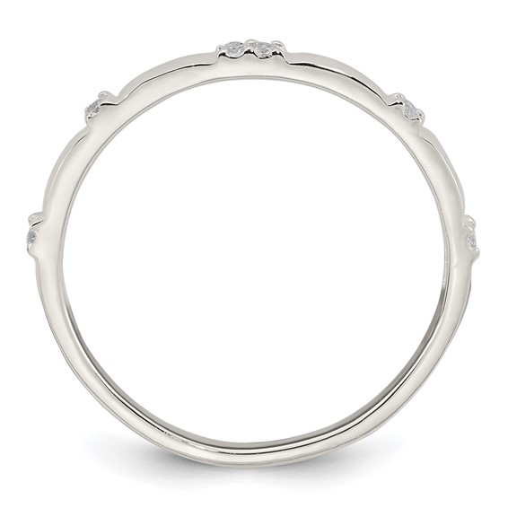 Sterling Silver Polished CZ 1.5mm Band Size 8 Ring