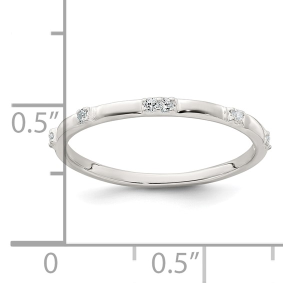 Sterling Silver Polished CZ 1.5mm Band Size 8 Ring