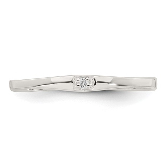 Sterling Silver Polished CZ 1.5mm Band Size 6 Ring