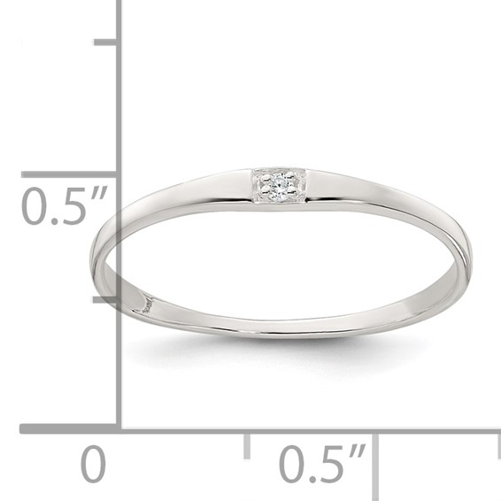 Sterling Silver Polished CZ 1.5mm Band Size 6 Ring
