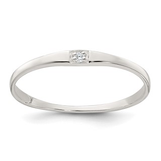 Sterling Silver Polished CZ 1.5mm Band Size 6 Ring