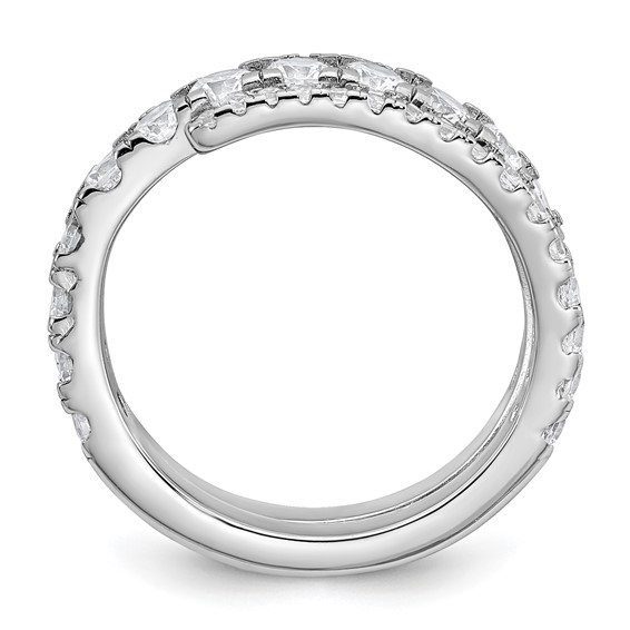 Sterling Silver Rhodium-plated Polished CZ Wrapped Band Size 8 Ring