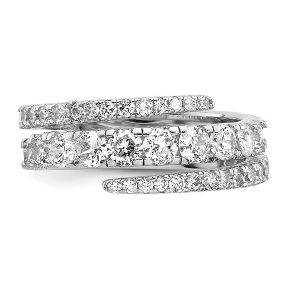 Sterling Silver Rhodium-plated Polished CZ Wrapped Band Size 8 Ring