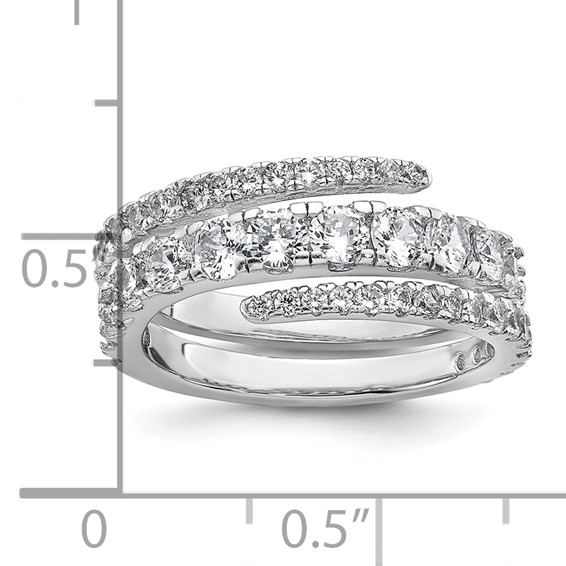 Sterling Silver Rhodium-plated Polished CZ Wrapped Band Size 8 Ring